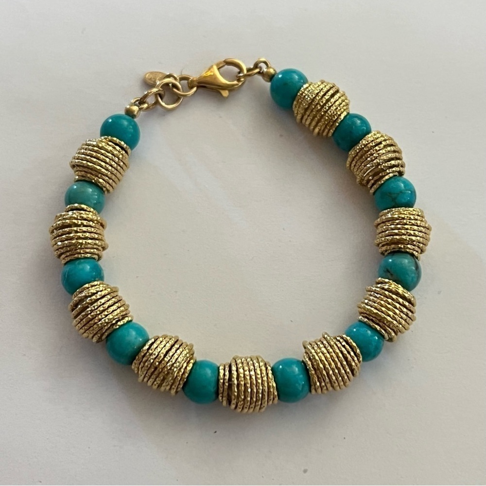 MILOR Italy Turquoise and Gold Vermeil on 925 Sterling Silver Bracelet